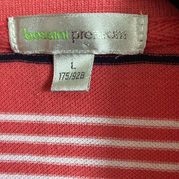 BOSSINI PREMIUM Men Polo Shirt Pink with Stripes Embroidery Logo Cotton Sz L - Picture 4 of 6